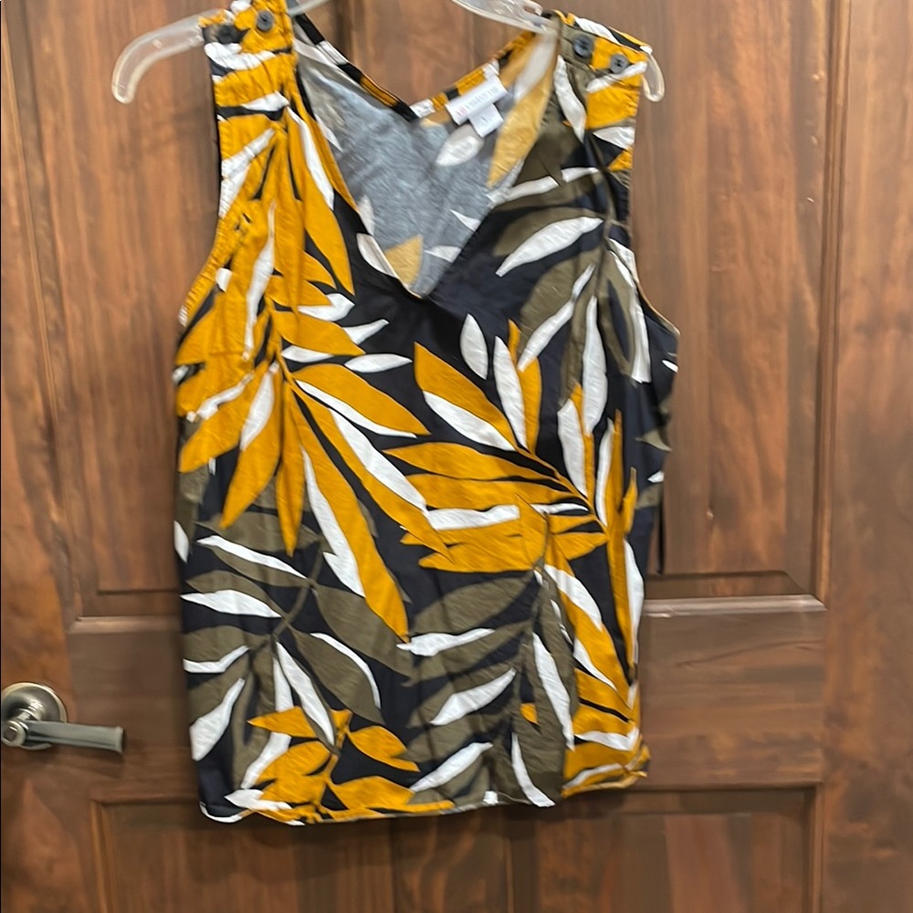 Liz Claiborne Gold and Black Ruched Tank Top